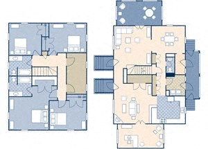 Floor plan for 4 beds, 2.5 baths, 2500 sqft